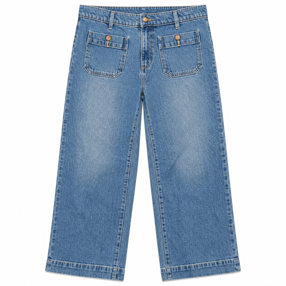 LOFT Palmer Wide Leg Jeans Womens Size 4 Blue Mid Rise Crop Stretch Denim Casual